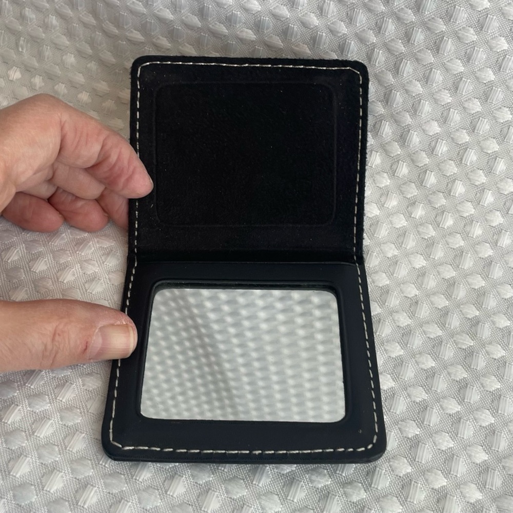 Chantelle Paris Black Leather Compact Purse Mirror French Boutique #666